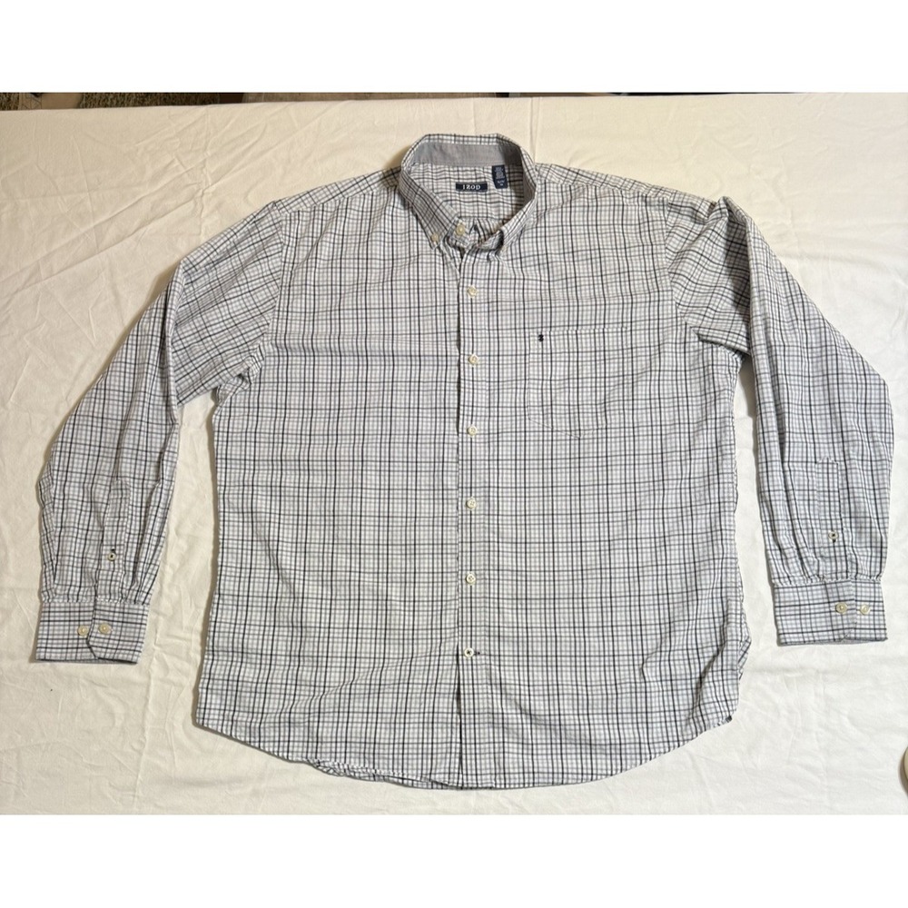 Izod Men's Long Sleeve Cotton Long Sleeve Shirt, Multi Color Plaid, XL